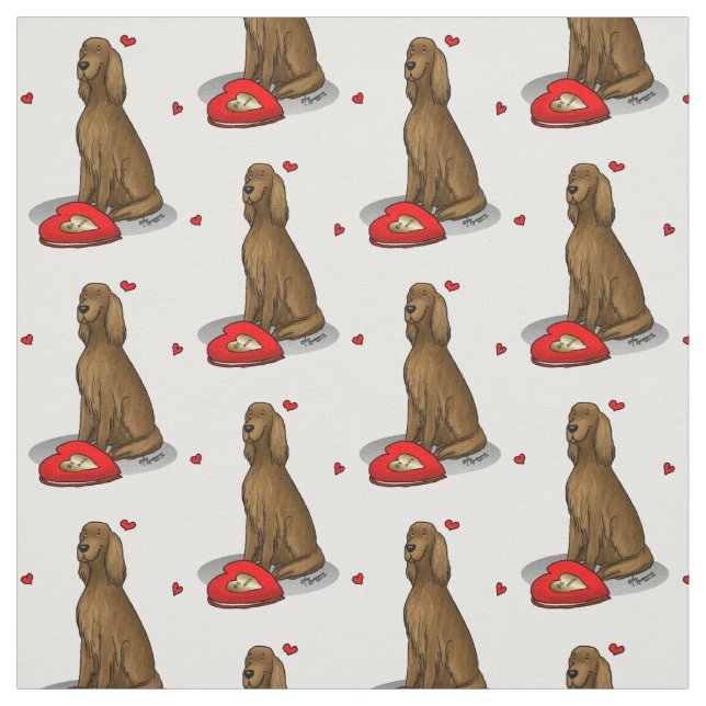 Happy Valentine's Day Be Mine Irish Setter (red 1) Fabric (Swatch)
