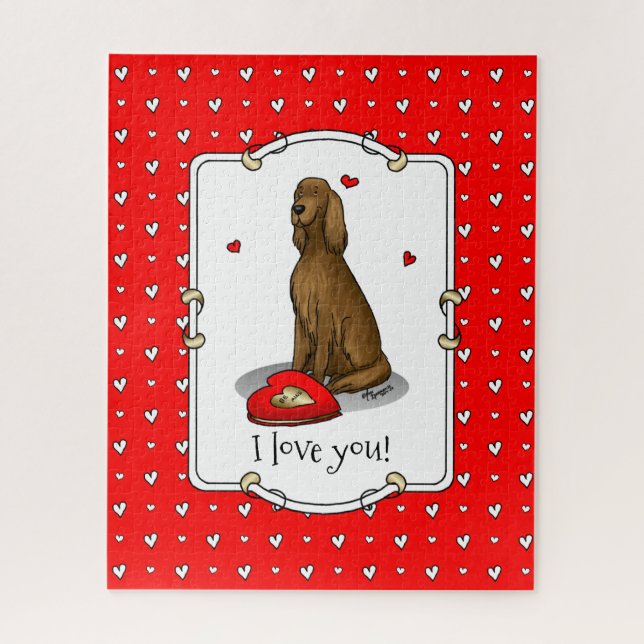 Happy Valentine's Day Be Mine Irish Setter (red 1) Jigsaw Puzzle (Vertical)