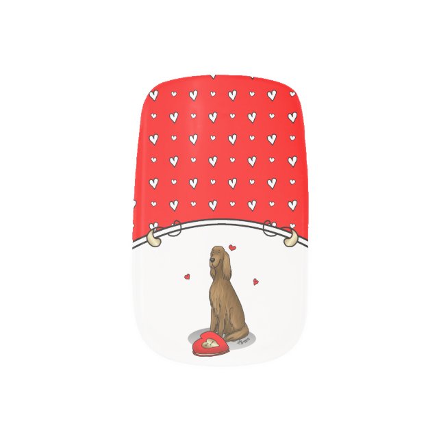 Happy Valentine's Day Be Mine Irish Setter (red 1) Minx Nail Art (Left Thumb)