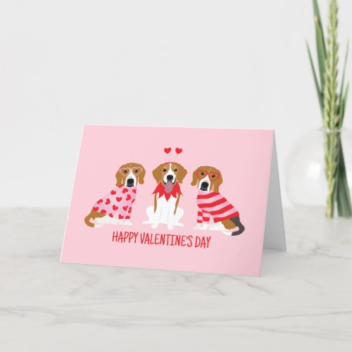 Happy Valentines Day Beagle Dogs Holiday Card