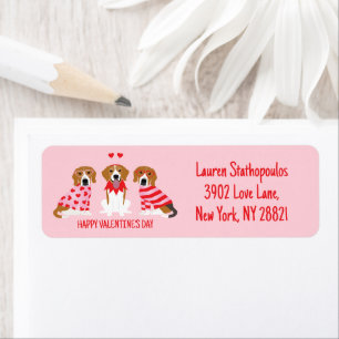 Happy Valentines Day Beagle Dogs Label