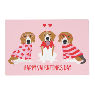 Happy Valentines Day Beagle Dogs Placemat