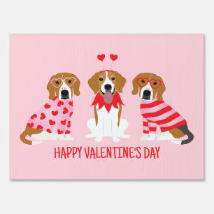 Happy Valentines Day Beagle Dogs Sign