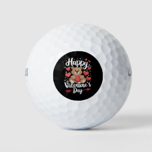 Happy Valentine's Day Bear Heart Cute Couples Golf Balls