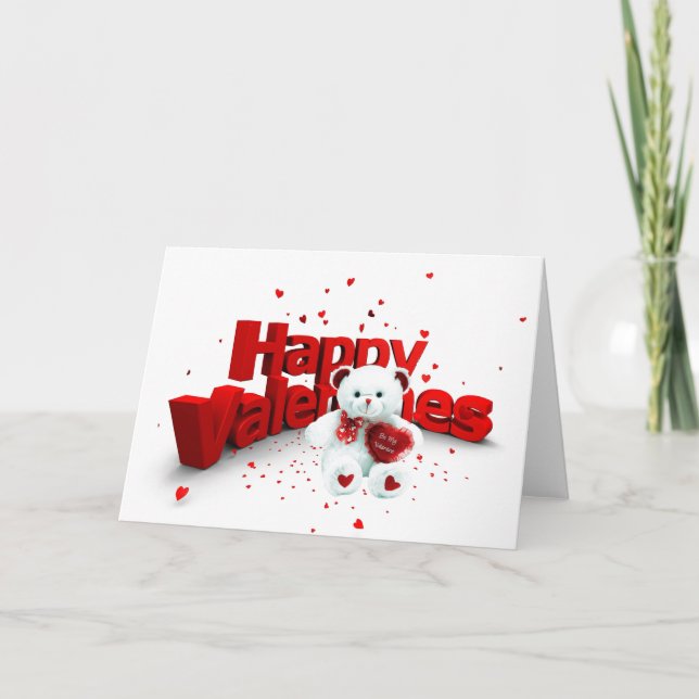 Happy Valentine's Day Bear Holiday Card (Front)
