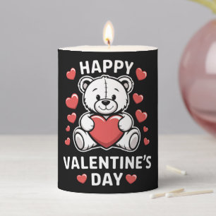 Happy Valentine's Day Bear vday Pillar Candle