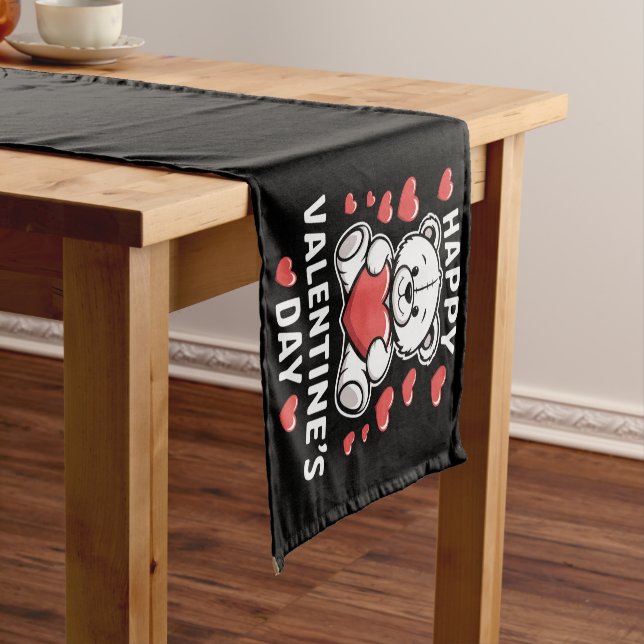 Happy Valentine's Day Bear vday  Short Table Runner (In Situ)