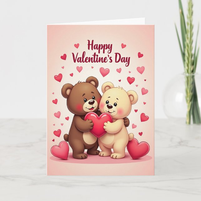 Happy Valentines Day Bears Card (Front)