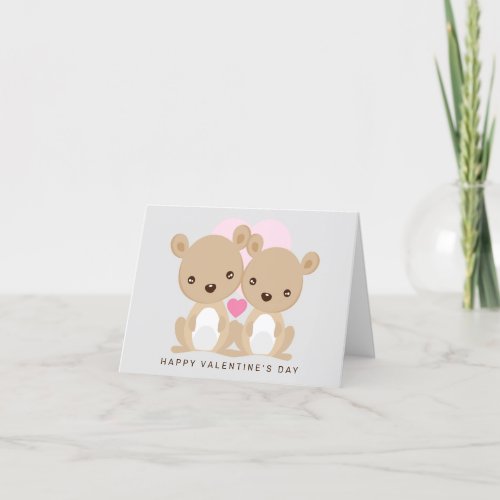 Happy Valentines Day  Bears Thank You Card
