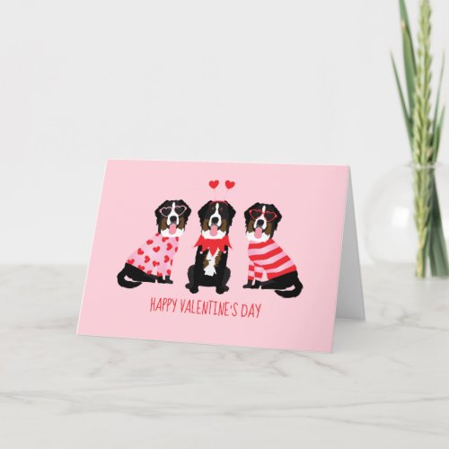 Happy Valentines Day Bernese Mountain Dogs Holiday Card