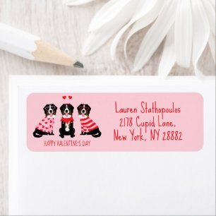 Happy Valentines Day Bernese Mountain Dogs Label