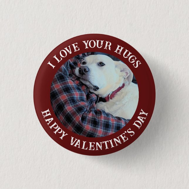 Happy Valentine's Day Best Daddy Cute Dog Photo Button (Front)