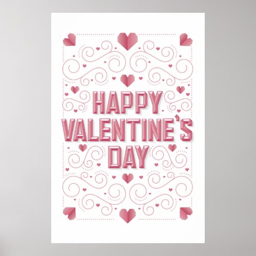Happy Valentines Day Beveled Poster 24x36