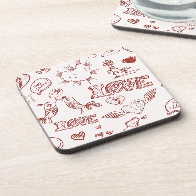 Happy Valentine's Day Beverage Coaster (Left Side)