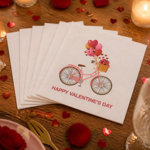 Happy Valentine's Day   Bicycle & Balloons Napkins