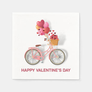 Happy Valentine's Day Bicycle & Balloons Napkins