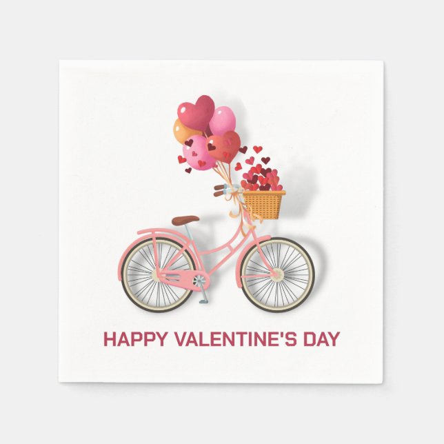 Happy Valentine's Day | Bicycle & Balloons Napkins (Front)