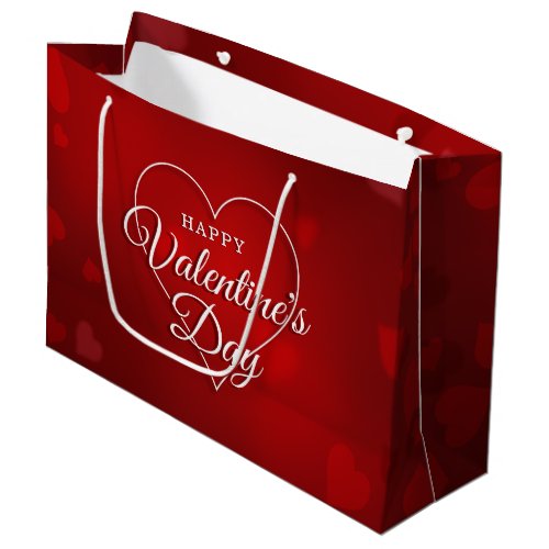 HAPPY VALENTINES DAY BIG HEART BOKEH LARGE GIFT BAG