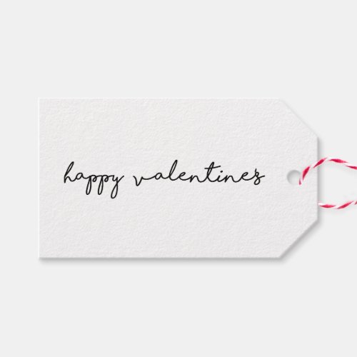 Happy Valentines day Black and white modern Gift Tags