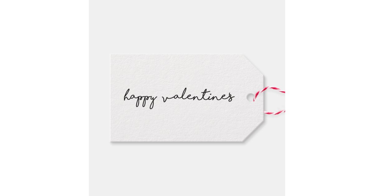 Happy Valentines day. Black and white modern Gift Tags | Zazzle