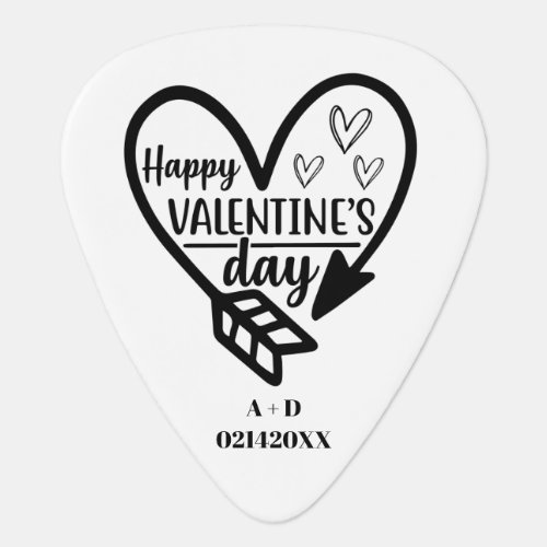 Happy Valentines day Black Quote Custom Guitar Pick