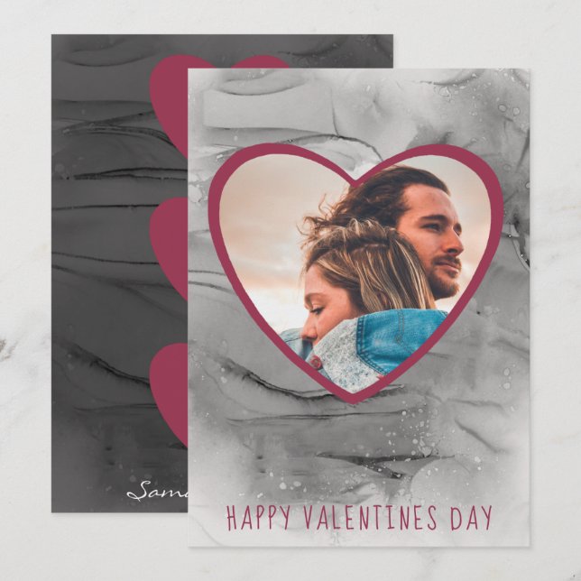 Happy Valentines Day Black & Red Hearts  Holiday C (Front/Back)