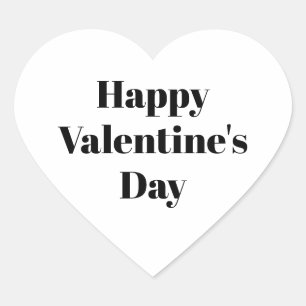 Happy Valentine's Day Black white cute modern  Heart Sticker