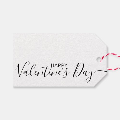 Happy Valentines Day Black White Modern Gift Tag