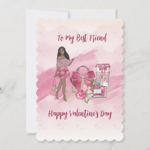 Happy Valentines Day Black Woman Best Friend Holiday Card