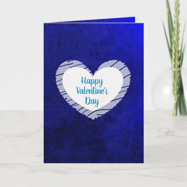 Happy Valentine's Day Blue Ombre Card (Front)