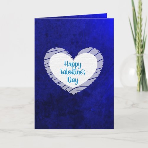 Happy Valentines Day Blue Ombre Card