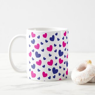 Happy Valentine's Day Blue Pink Hearts Pattern