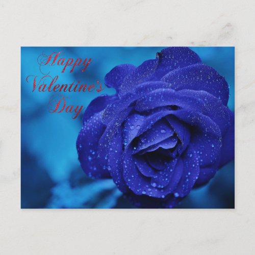 Happy Valentines Day blue rose gift Postcard
