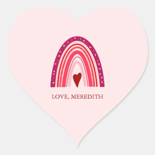 Happy Valentines Day Boho Rainbow Red  Pink Heart Sticker