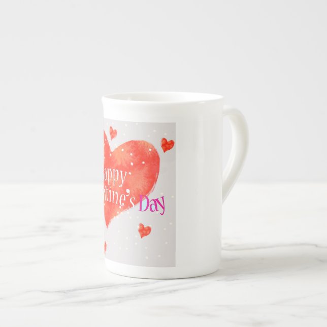 Happy Valentine's Day Bone China Mug (Front Right)