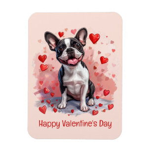 Happy Valentines Day Boston Terrier Dog Magnet