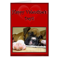 Happy Valentine's Day Boxer puppy Card