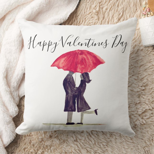 Happy Valentine's Day Boyfriend Girlfriend Modern Throw Pillow (Blanket)