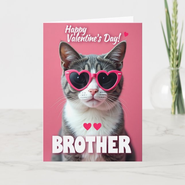 Happy Valentines Day Brother Cat Card (Front)