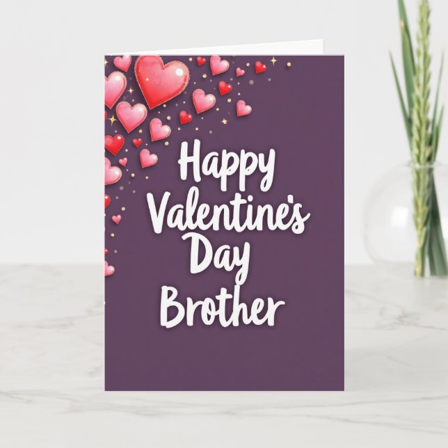 Happy Valentines Day Brother Heart Card (Front)