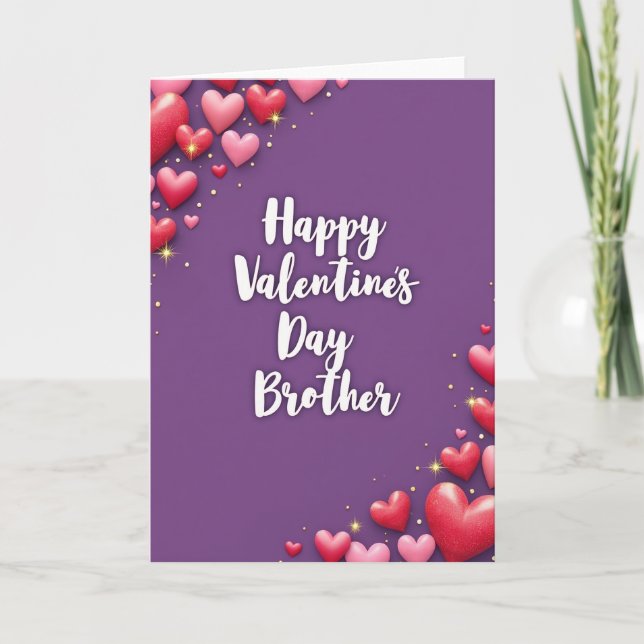 Happy Valentines Day Brother Hearts Card (Front)