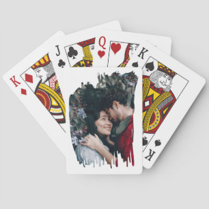 Happy Valentine's Day brush stroke custom photo Poker Cards