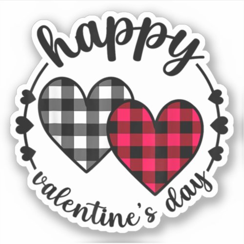 Happy Valentines Day Buffalo Plaid Heart Funny Sticker