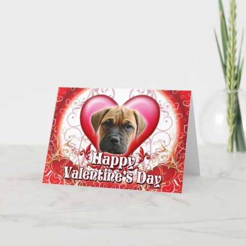 Happy Valentines Day Bull Mastiff Holiday Card