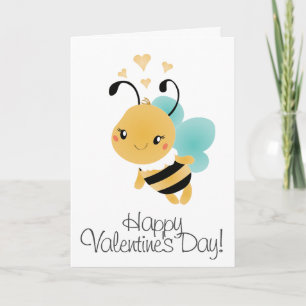 Happy Valentines Day Bumblebee Yellow Black Card
