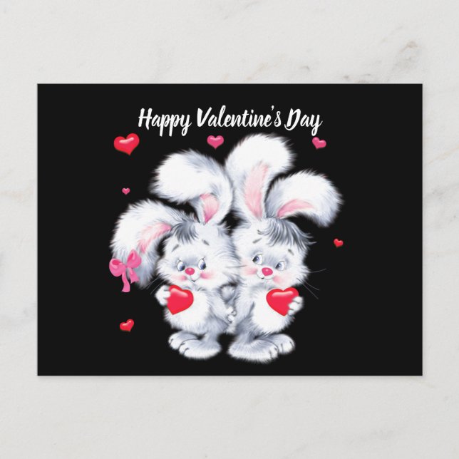 Happy Valentine's Day Bunnies Holiday postcard (Front)