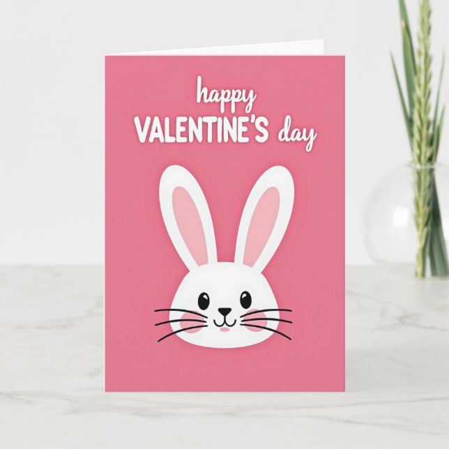 Happy Valentines Day Bunny Card (Front)