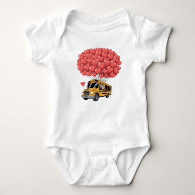 Happy Valentine's Day Bus with Owl Baby Bodysuit (Front)