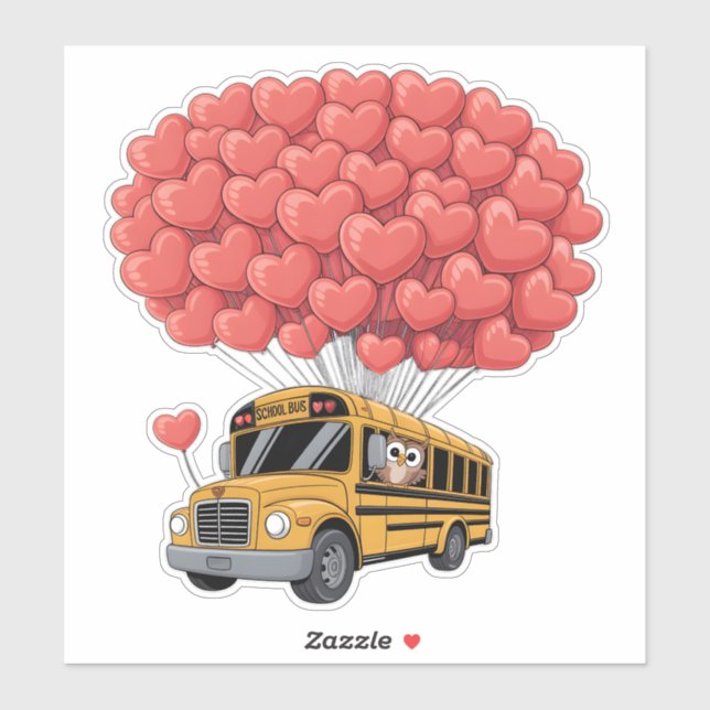 Happy Valentine's Day Bus with Owl Sticker (Sheet)