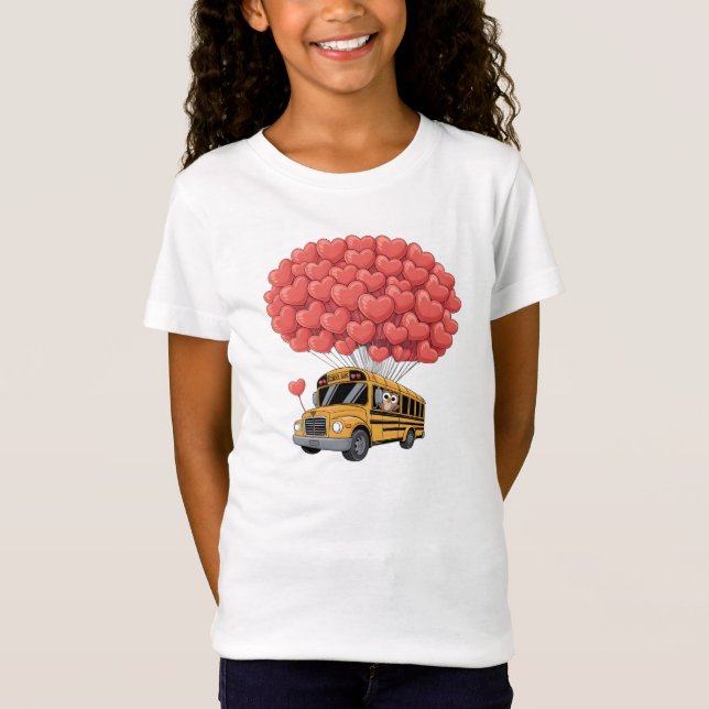 Happy Valentine's Day Bus with Owl T-Shirt (Front)